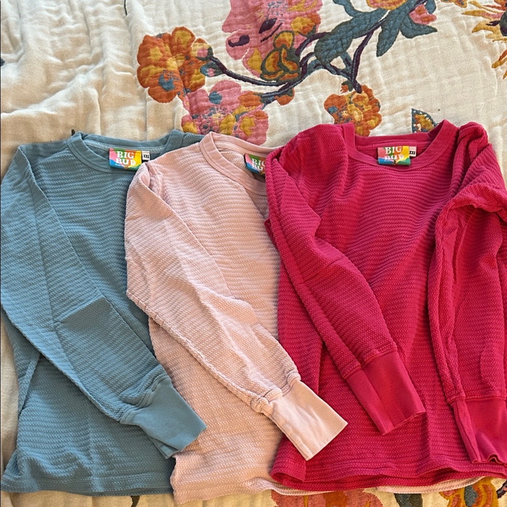Big Bud Press Long Sleeve thermal waffle Tee- flamingo pink only!